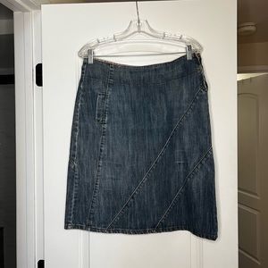 Ino Vintage Medium Wash Denim A-Line Midi Skirt EUC 8